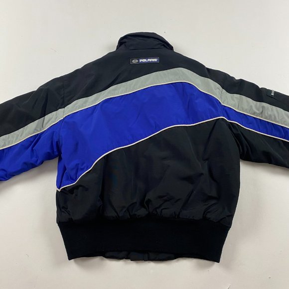 Vintage Polaris Snowmobile Jacket Coat Medium Women Black Blue Nylon Winter - Picture 7 of 16